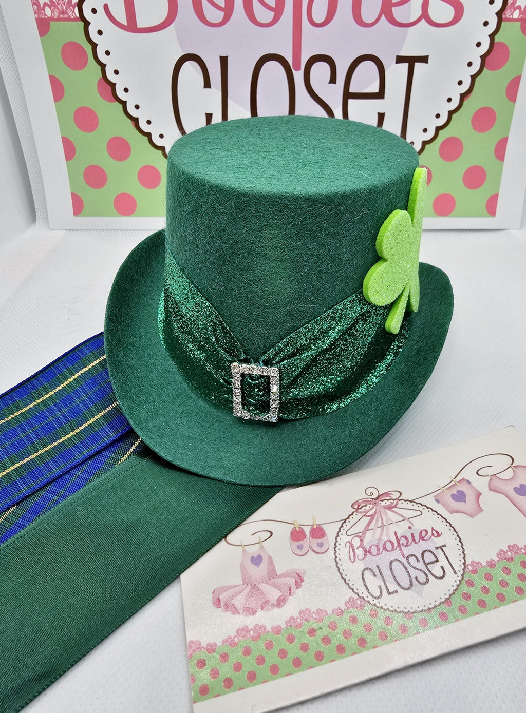 St. Patrick's Day Mini Top Hat – Leprechaun Buckle & Clover Accent Costume Hat for Adults & Kids
