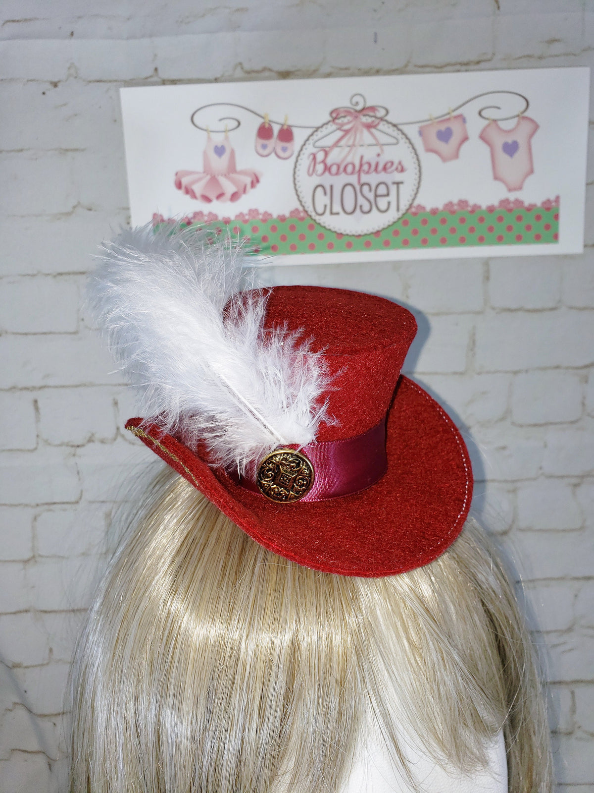 Pirate Captain Mini Tricorne Hat – Burgundy Felt with Feather, Costume Headpiece for Adults & Kids