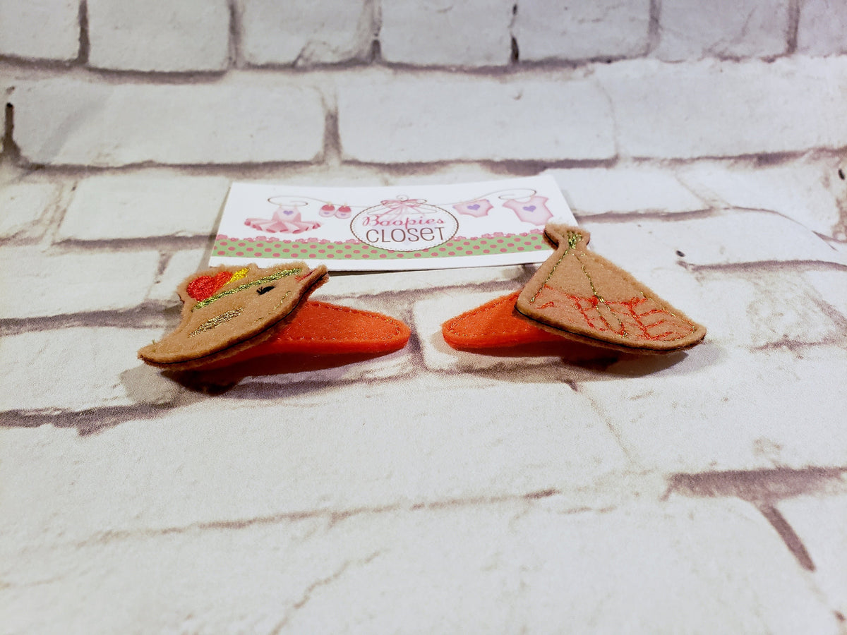 Chick & Tipi Thanksgiving Feltie Barrette Set – Holiday Hair Clips for Girls, Thanksgiving Headband