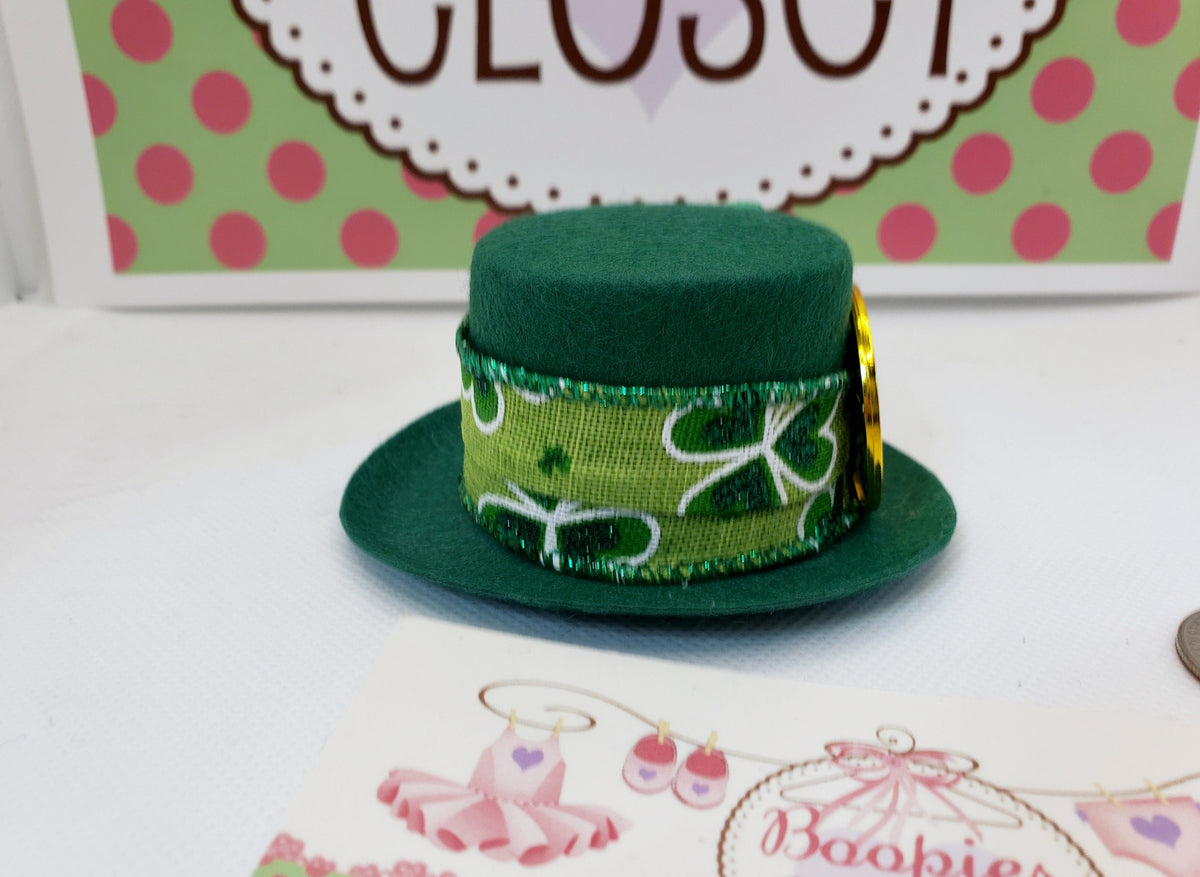 St. Patrick's Day Leprechaun Mini Top Hat – Green Shamrock Costume Hat for Adults, Kids & Pets