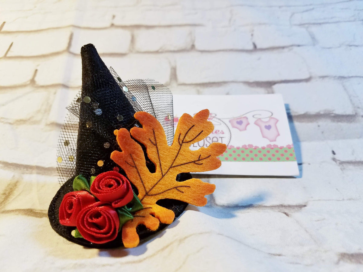 Witch Mini Hat Barrette – Halloween Decorated Witch Hat Hair Clip for Girls & Pets