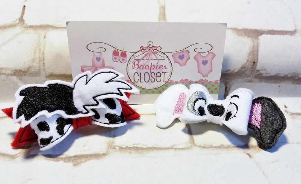 Dalmatian Puppy 3D Embroidered Felt Bow – Dog Hair Accessory Barrette or Headband for Kids & Pets