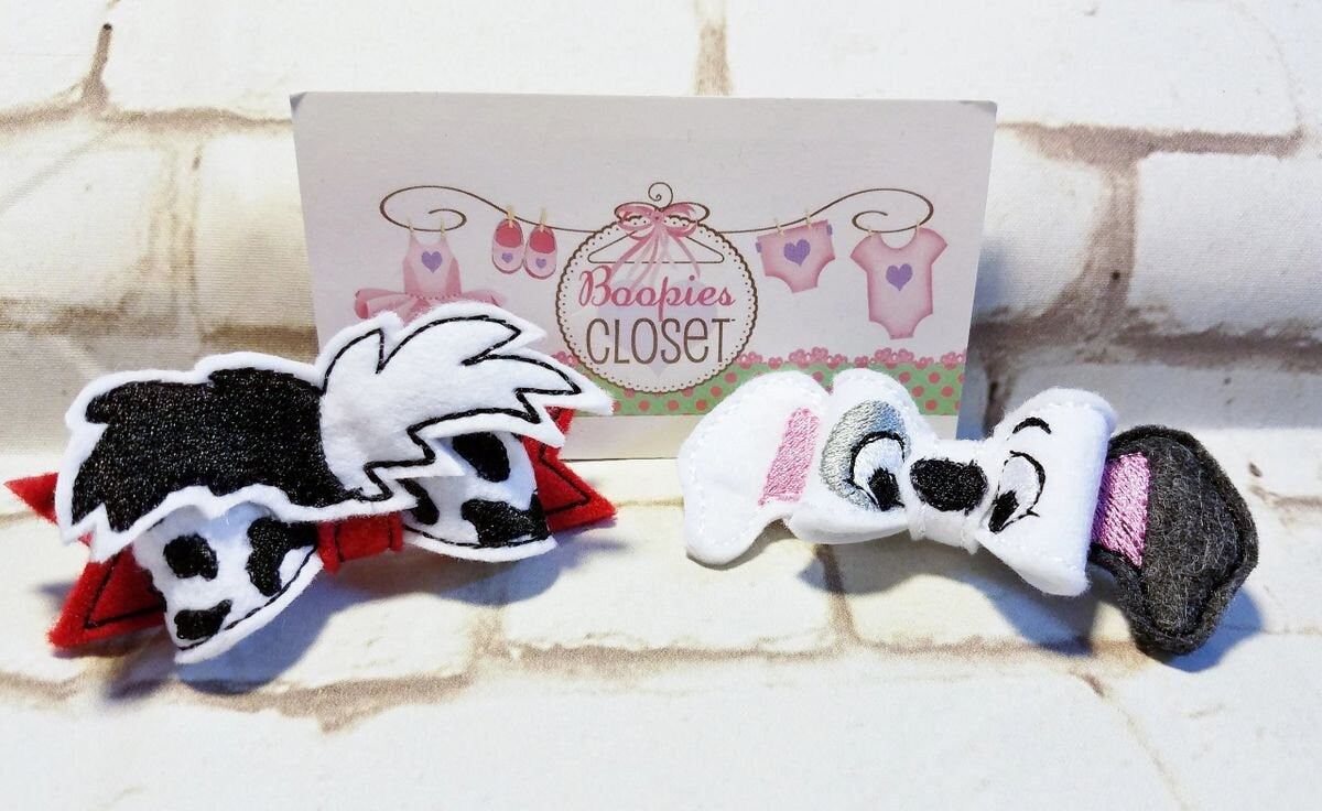 Dalmatian Puppy 3D Embroidered Felt Bow – Dog Hair Accessory Barrette or Headband for Kids & Pets