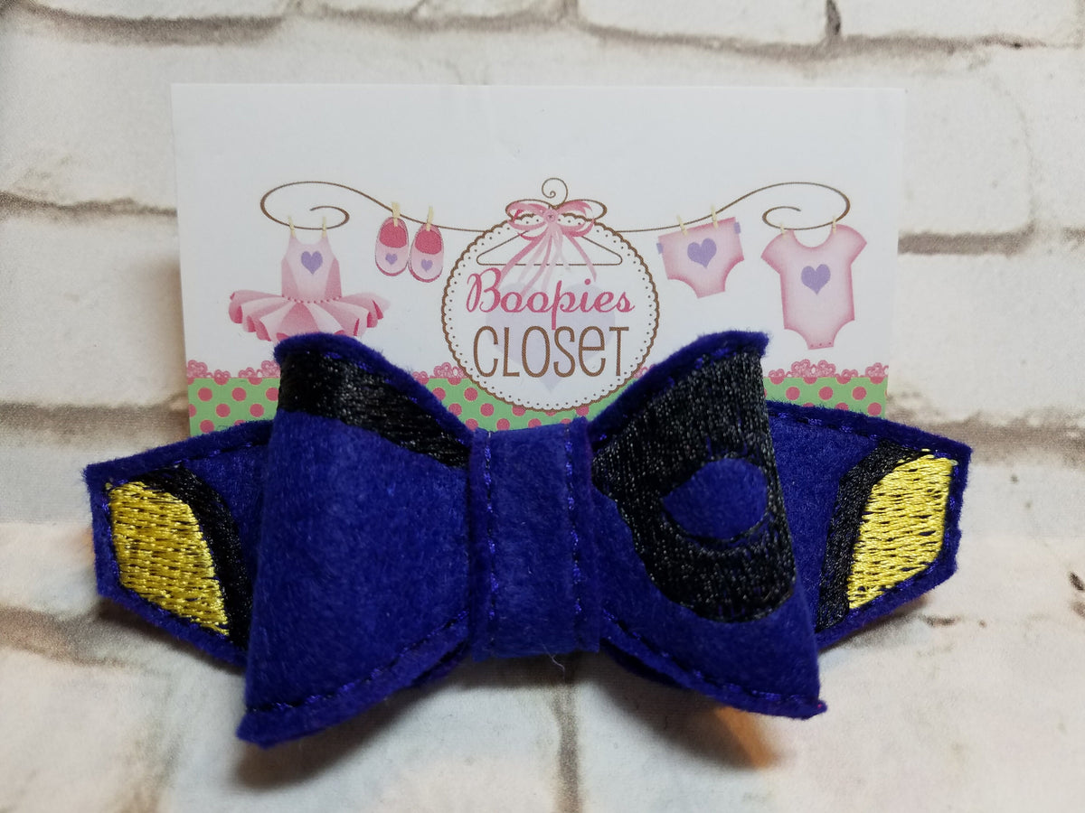 Blue Tang Fish 3D Embroidered Felt Bow – Ocean Animal Headband or Hair Clip for Girls & Kids