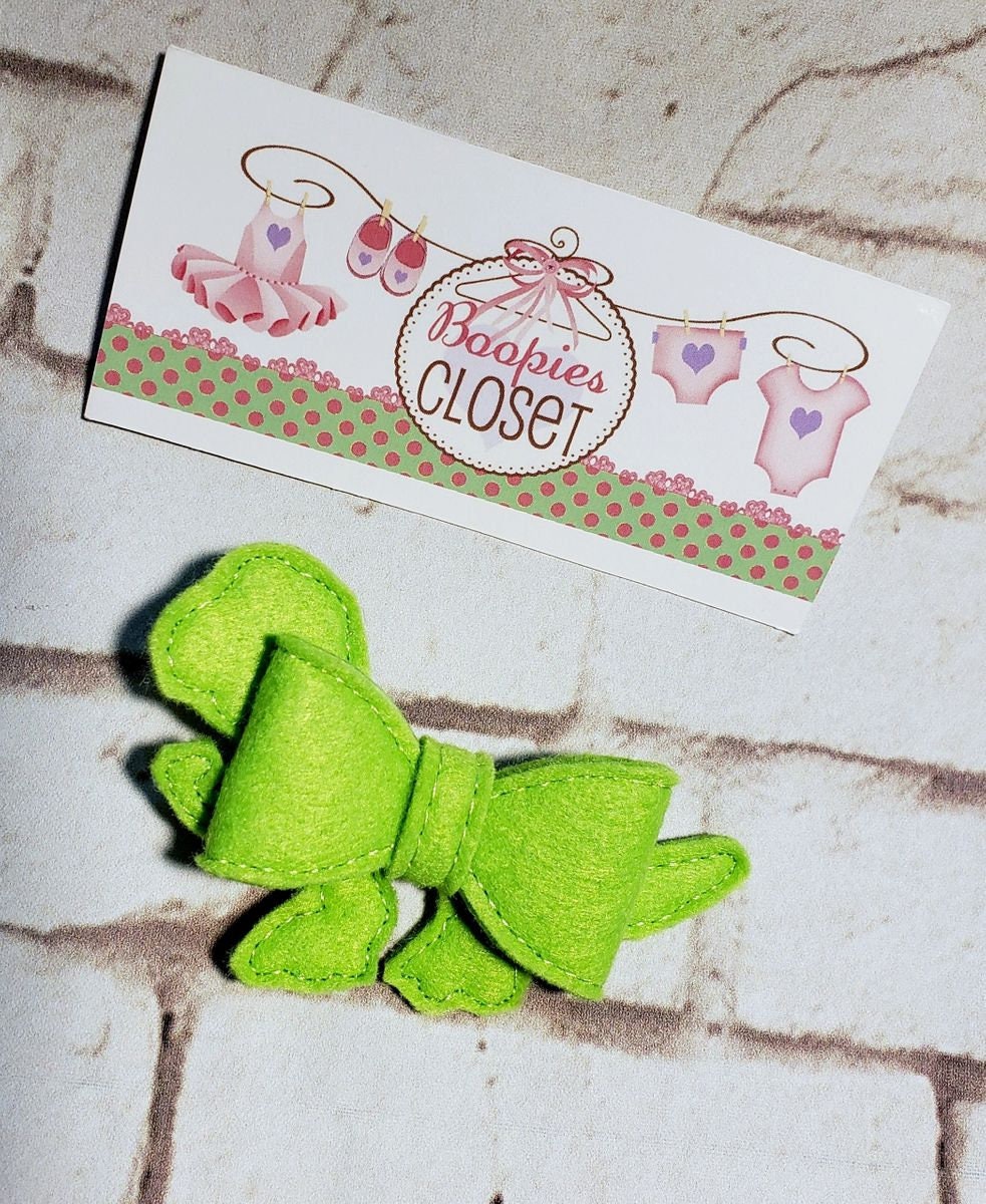 Dinosaur 3D Embroidered Felt Bow – Dino Hair Clip or Pet Bowtie for Kids & Babies, Prehistoric Accessory