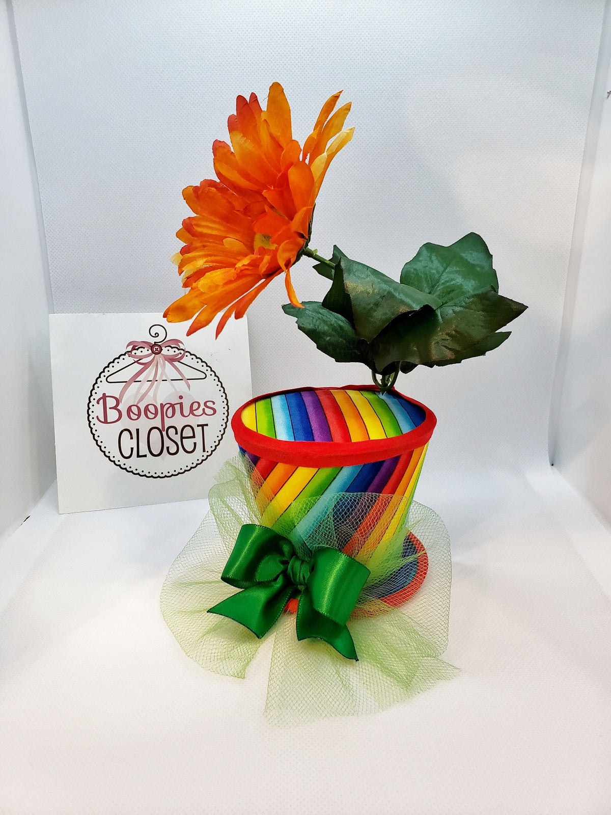 Rainbow Flower Pot Mini Top Hat – Dance & Parade Costume Hat for Adults, Kids & Pets