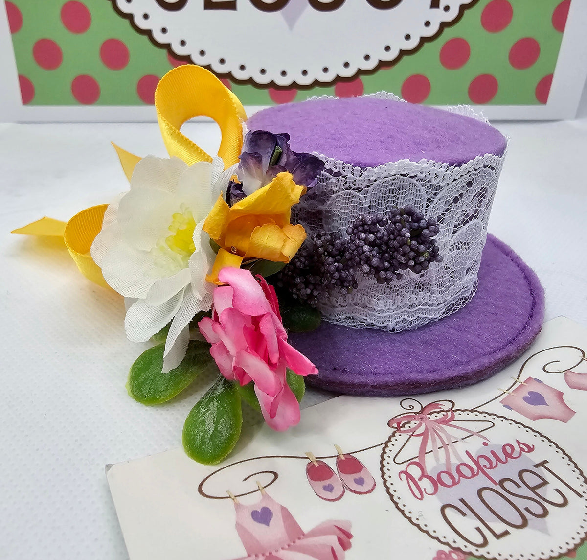 Spring Flower Mini Hat – Lace Easter Bonnet Party Hat for Women, Girls & Pets, Garden Fascinator