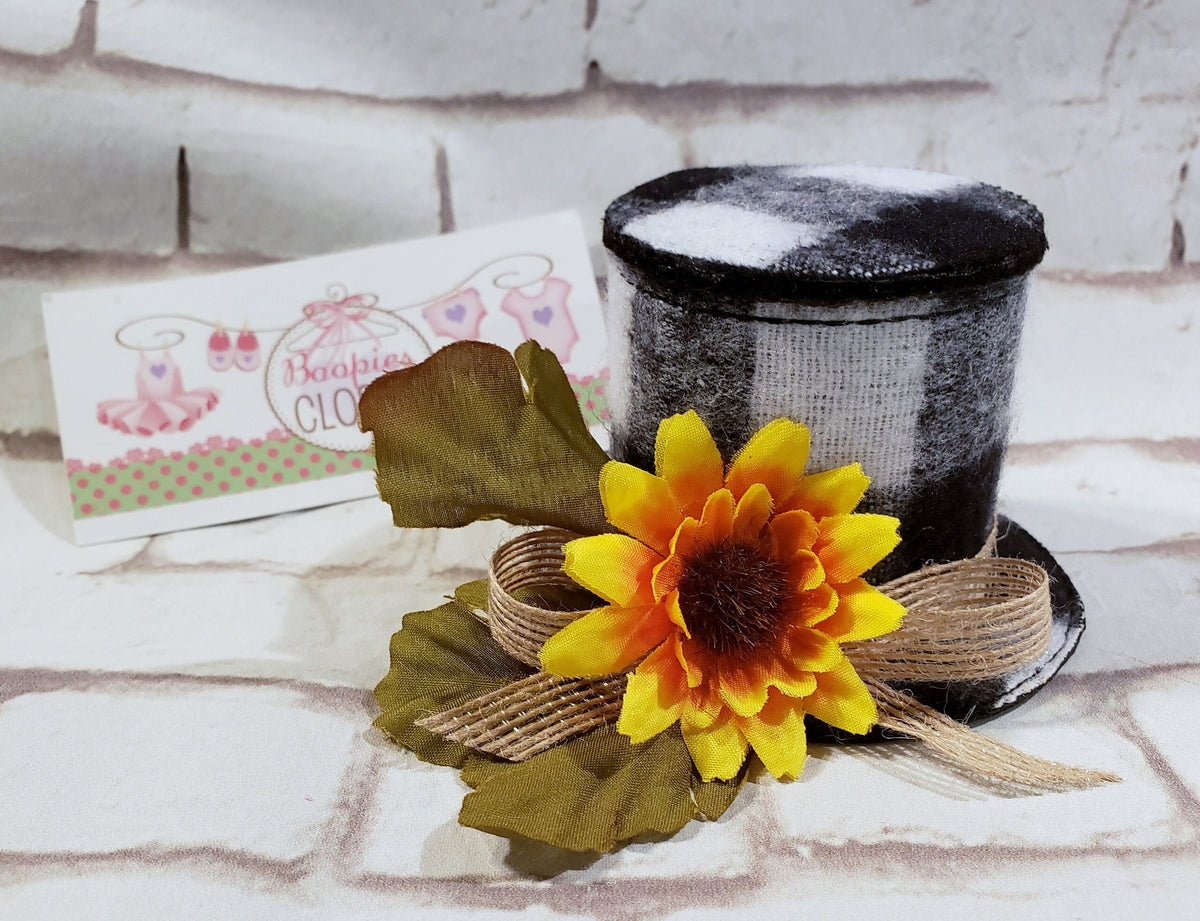 Buffalo Sunflower Mini Top Hat – Fall Hat with Burlap Bow for Adults, Kids & Pets, Harvest Fascinator