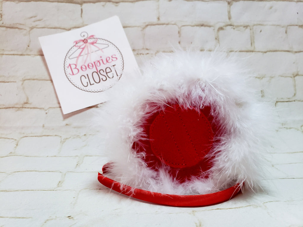 Sparkle Elf Mini Top Hat – Holiday Marabou Fur Headband for Adults, Kids & Pets, Christmas Hat