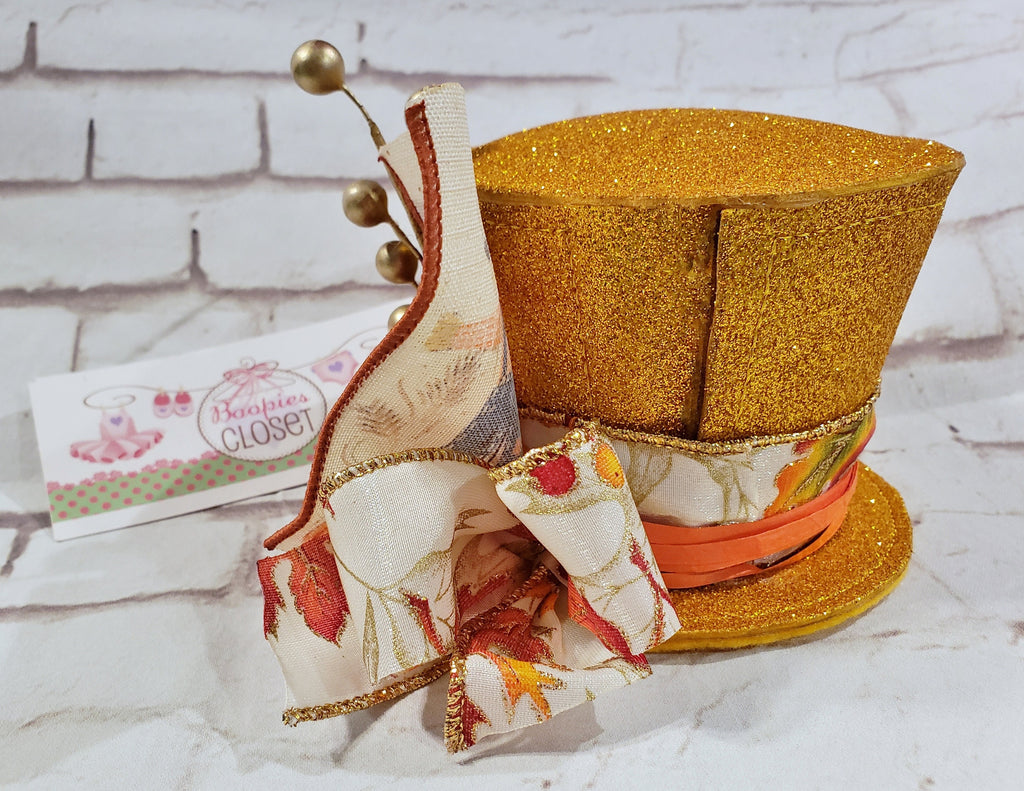 Scarecrow Sparkle Flared Mini Top Hat – Fall Harvest Festival Hat for Adults, Kids & Pets