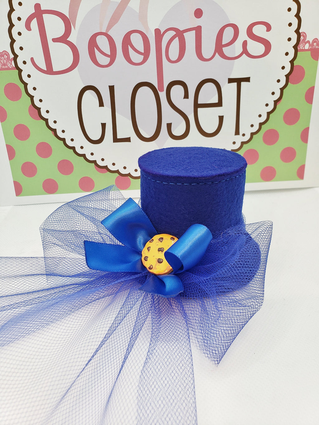 Royal Blue Mini Top Hat – Cookie Center Derby Style Fascinator for Women, Adults & Kids