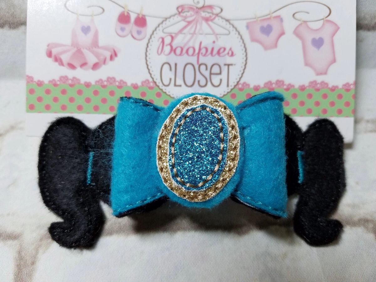 Arabian Nights 3D Embroidered Bow – Genie & Magic Carpet Aladdin Themed Hair Accessory for Kids