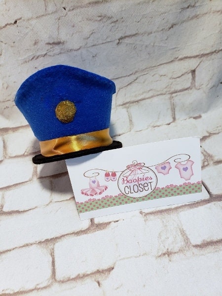 Mini Police Cap – Embroidered Felt Costume Hat for Adults, Kids & Pets, Cop Dress-Up Headpiece