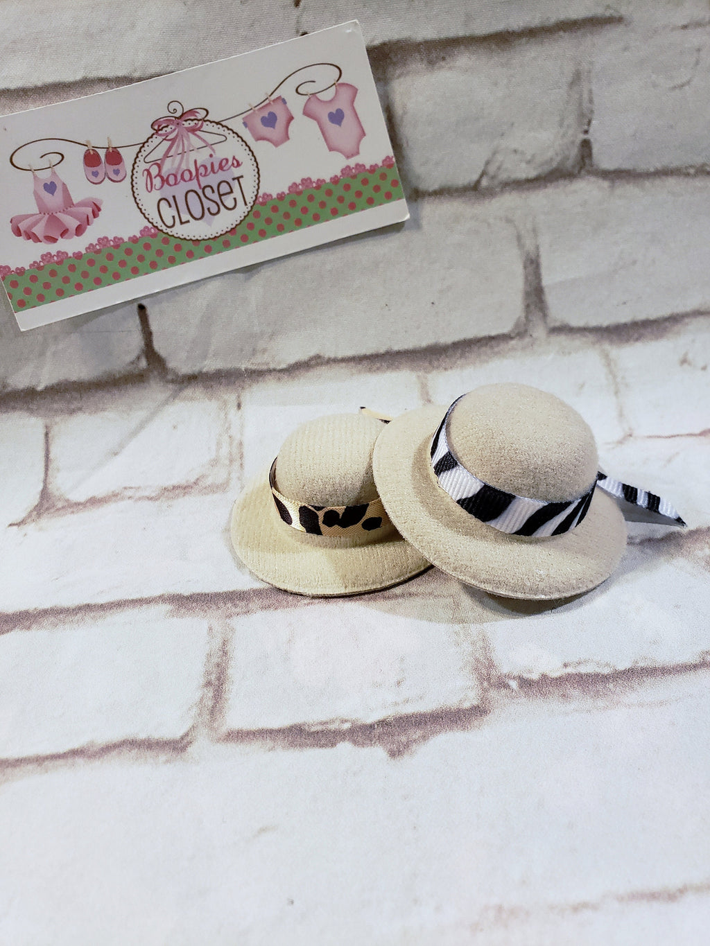 Safari Mini Hat Barrette – 2" Leopard or Zebra Ribbon Hair Clip for Adults, Kids & Pets