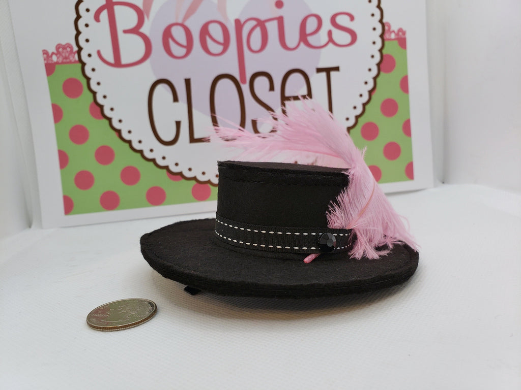 Cavalier Mini Hat with Pink Plume – Renaissance Costume Hat for Adults, Kids & Pets, Musketeer Headpiece