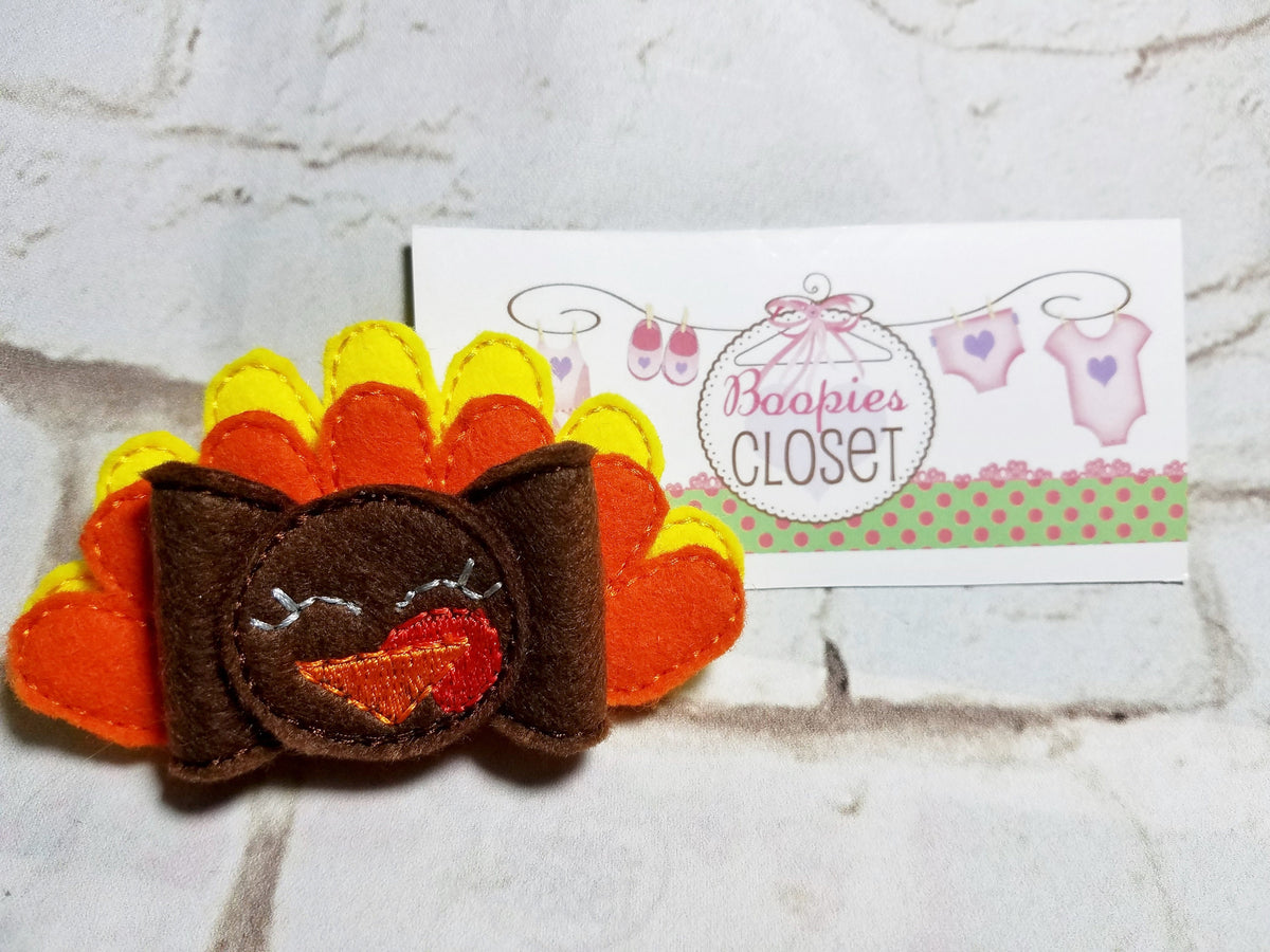 Felt Turkey 3D Bow Headband – Fall Colors Thanksgiving Hair Accessory for Kids & Pets