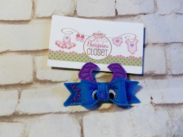Blue Monster 3D Felt Bow – Halloween Barrette, Headband or Pet Bowtie for Kids & Babies