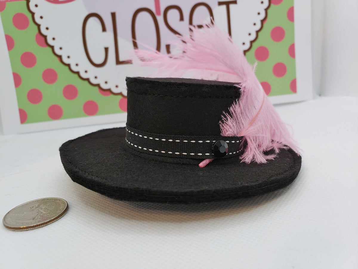 Cavalier Mini Hat with Pink Plume – Renaissance Costume Hat for Adults, Kids & Pets, Musketeer Headpiece