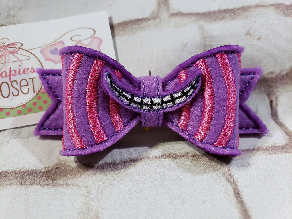 Alice in Wonderland 3D Embroidered Bow – Mad Hatter & Queen of Hearts Headband for Girls & Kids