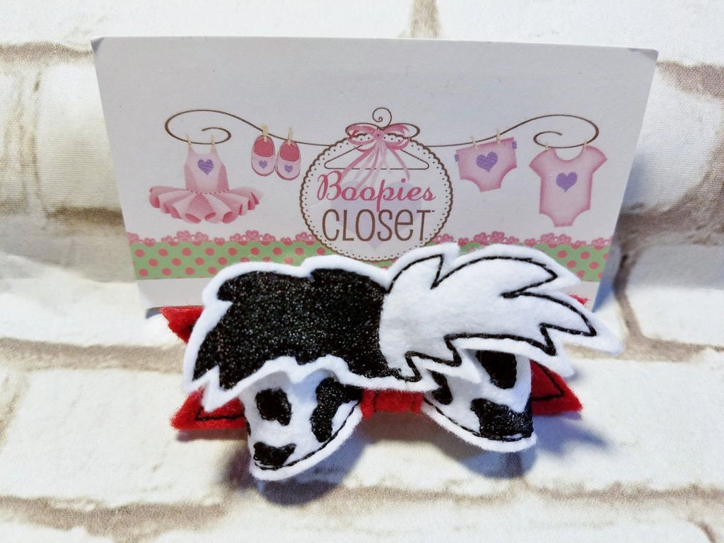 Dalmatian Puppy 3D Embroidered Felt Bow – Dog Hair Accessory Barrette or Headband for Kids & Pets
