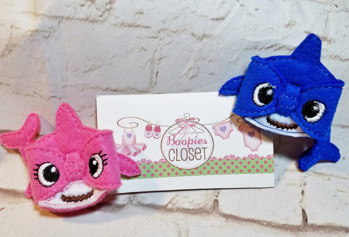 Shark Week 3D Felt Bow – Baby Girl Barrette or Headband, Ocean Animal Hair Accessory for Kids