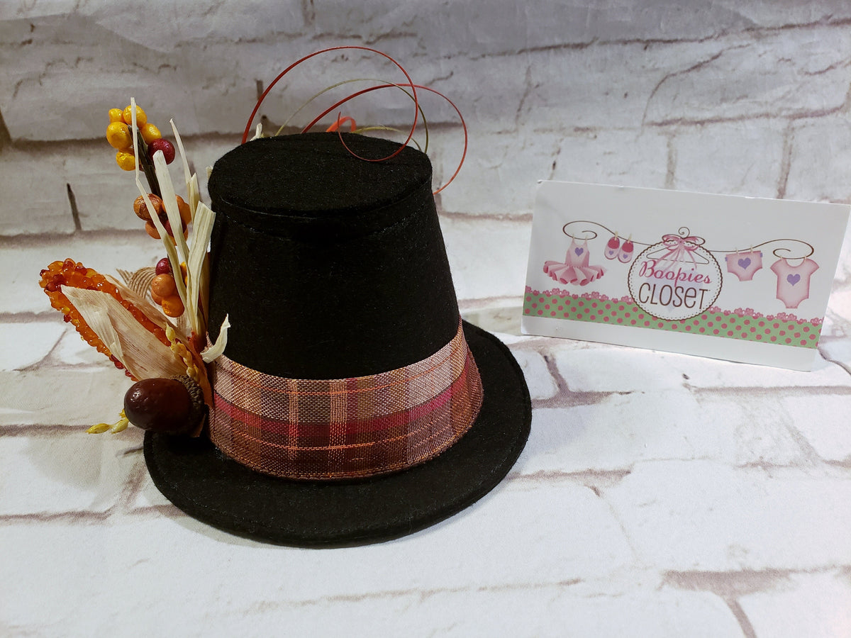 Pilgrim Mini Flat Top Hat – Thanksgiving Costume Hat for Adults, Kids & Pets, Holiday Decor Hat