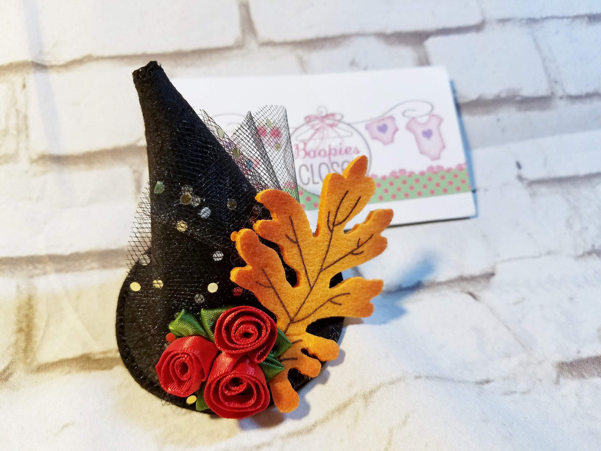 Witch Mini Hat Barrette – Halloween Decorated Witch Hat Hair Clip for Girls & Pets