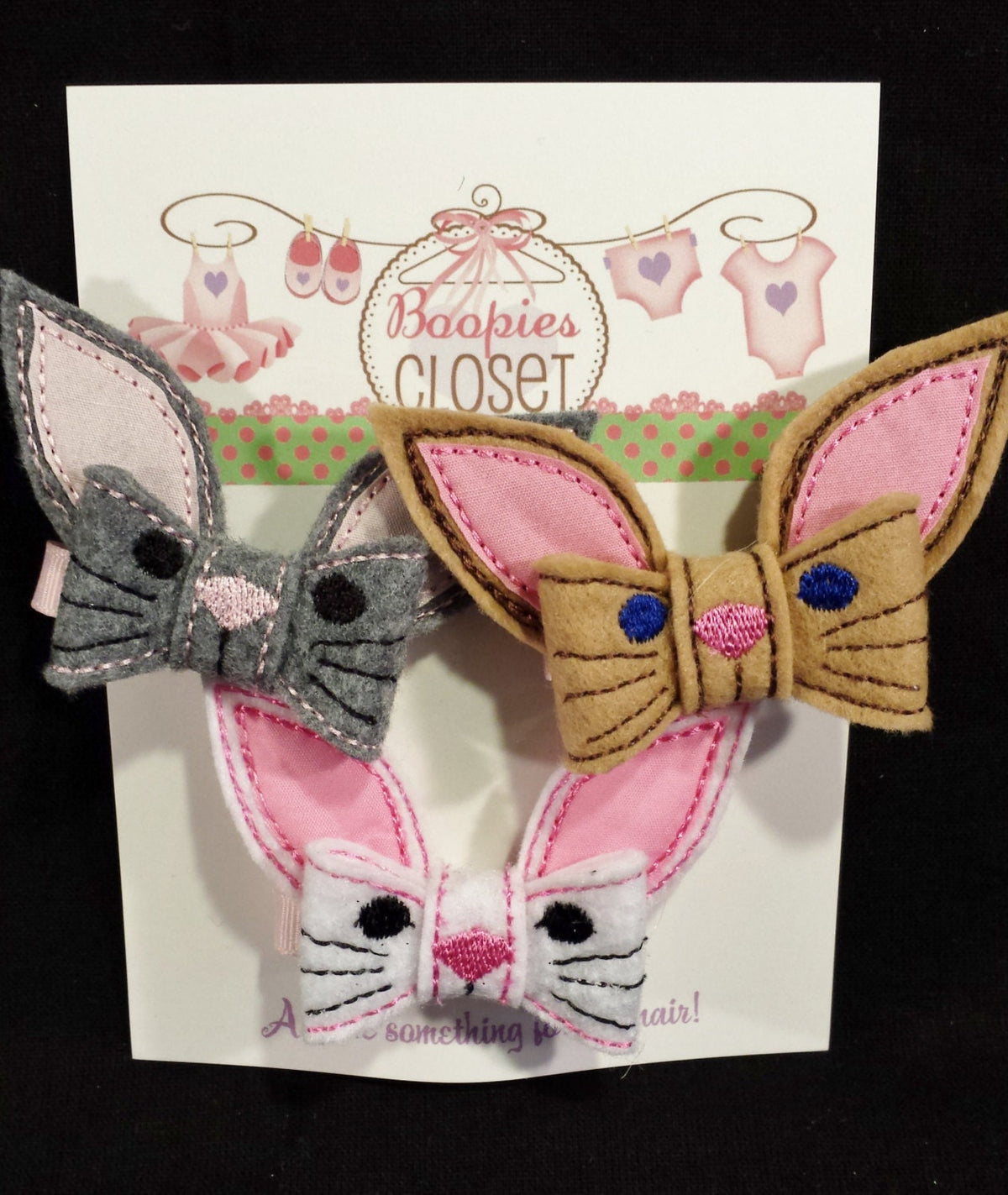 Easter Bunny 3D Embroidered Felt Barrette – Rabbit Hair Clip for Girls & Kids, Spring Hair Accessory