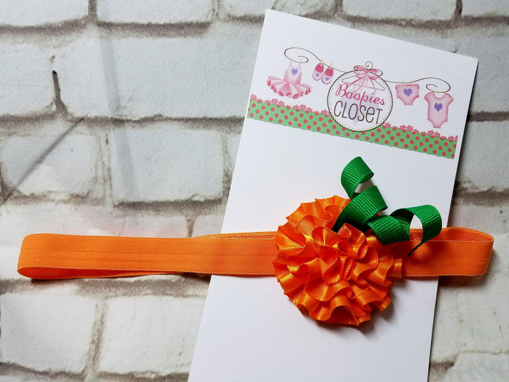 Mini Pumpkin Flower Headband – Fall Baby Headband for Girls & Newborns, Autumn Hair Accessory