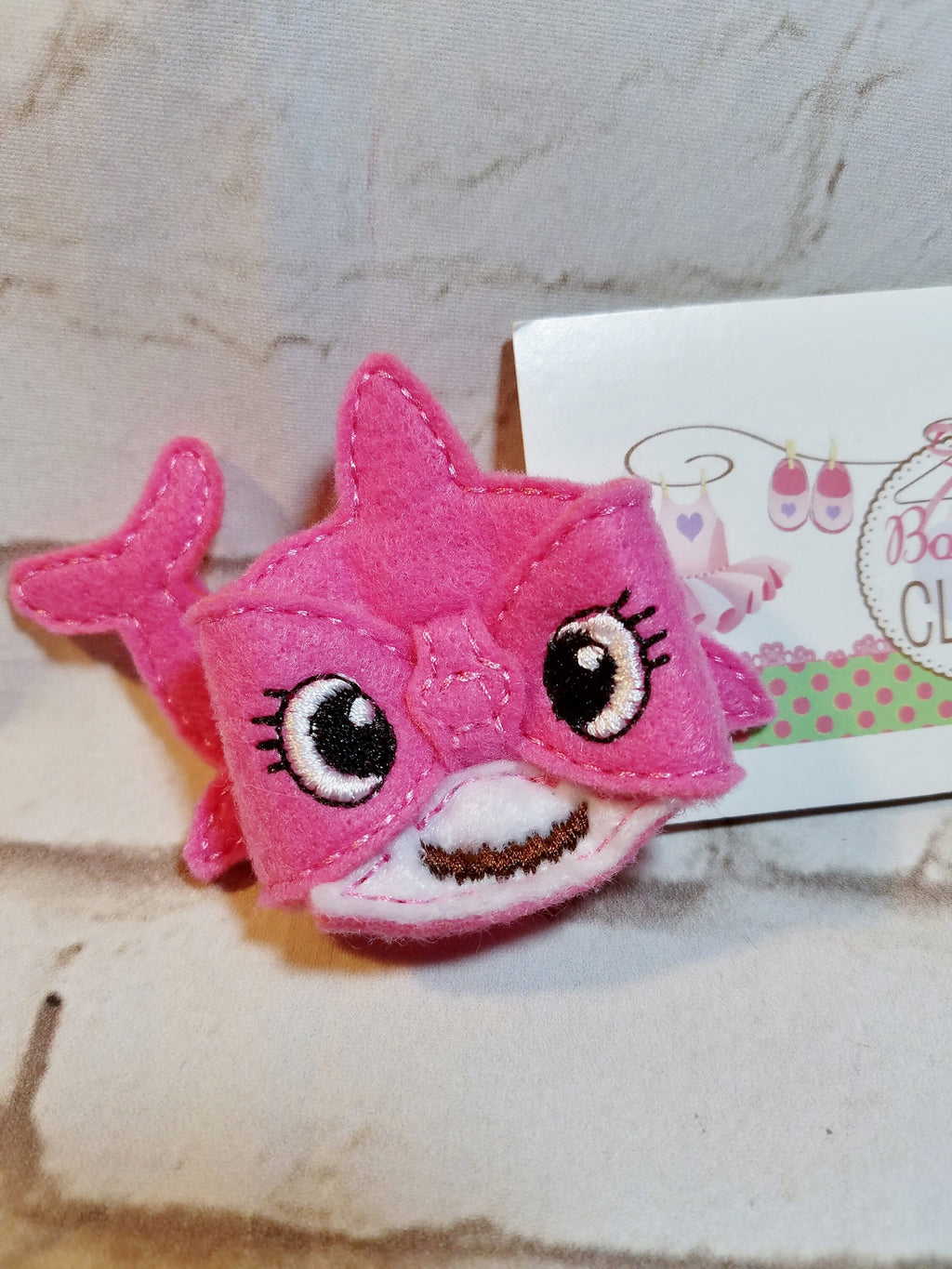 Shark Week 3D Felt Bow – Baby Girl Barrette or Headband, Ocean Animal Hair Accessory for Kids