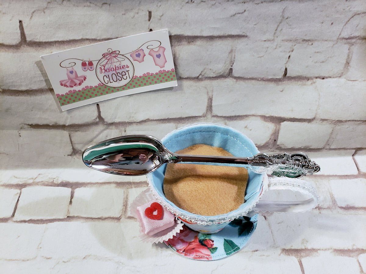Tea Cup Mini Hat – Floral Felt Fascinator, Alice in Wonderland Party Hat, Derby Headpiece