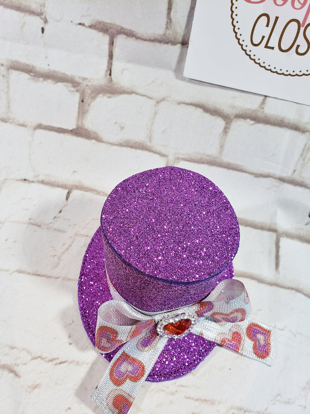 Sparkle Valentine's Day Mini Top Hat – Romantic Holiday Headband for Women, Girls & Pets