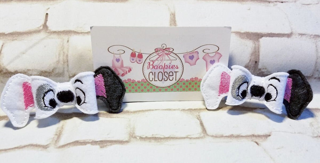 Dalmatian Puppy 3D Embroidered Felt Bow – Dog Hair Accessory Barrette or Headband for Kids & Pets