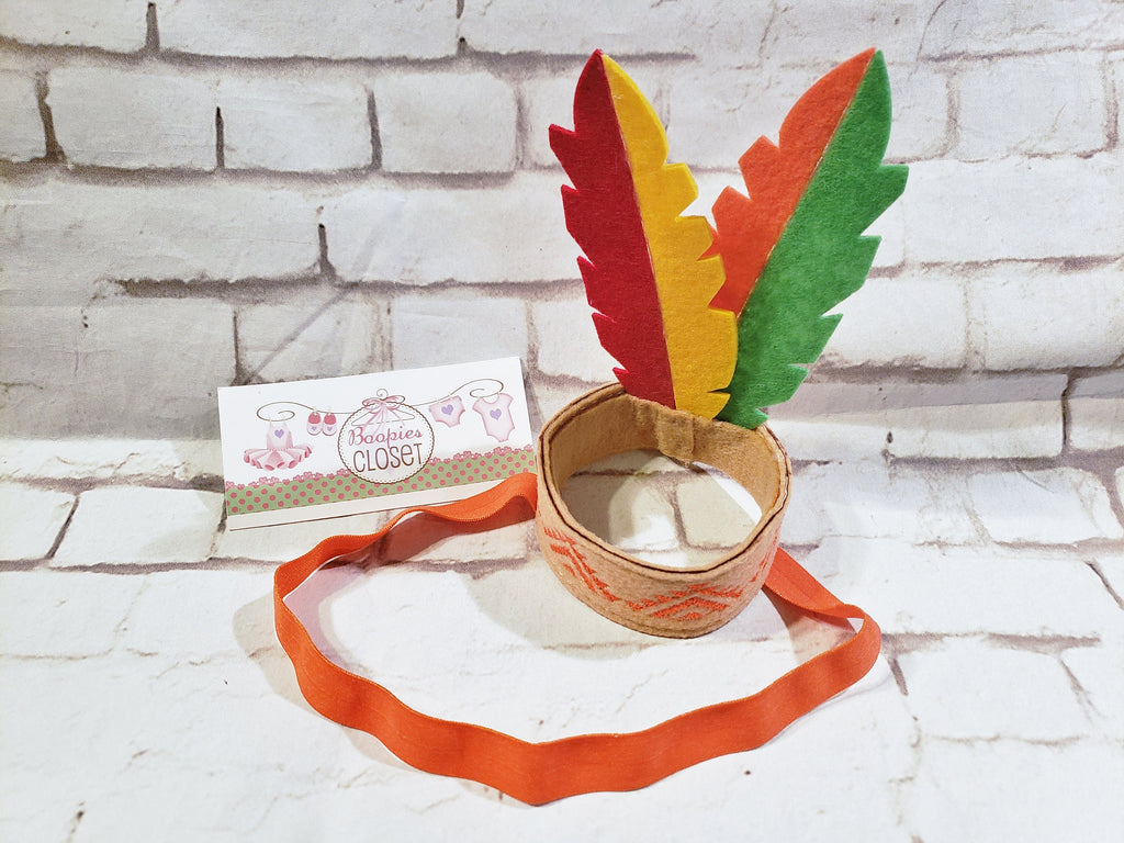 Native American Mini Feather Headband – Thanksgiving Costume Hat for Adults, Kids & Pets