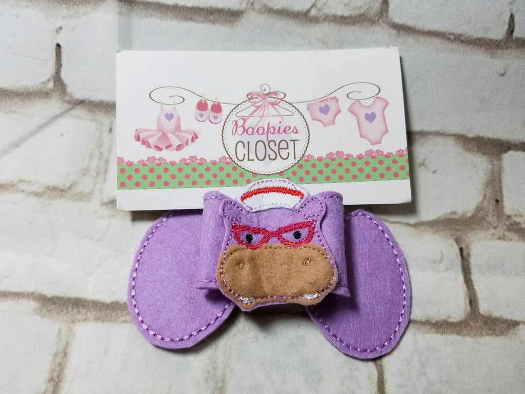 Character 3D Embroidered Felt Bow – Doctor, Lamb, Dragon, Hippo & Snowman Styles for Kids & Pets