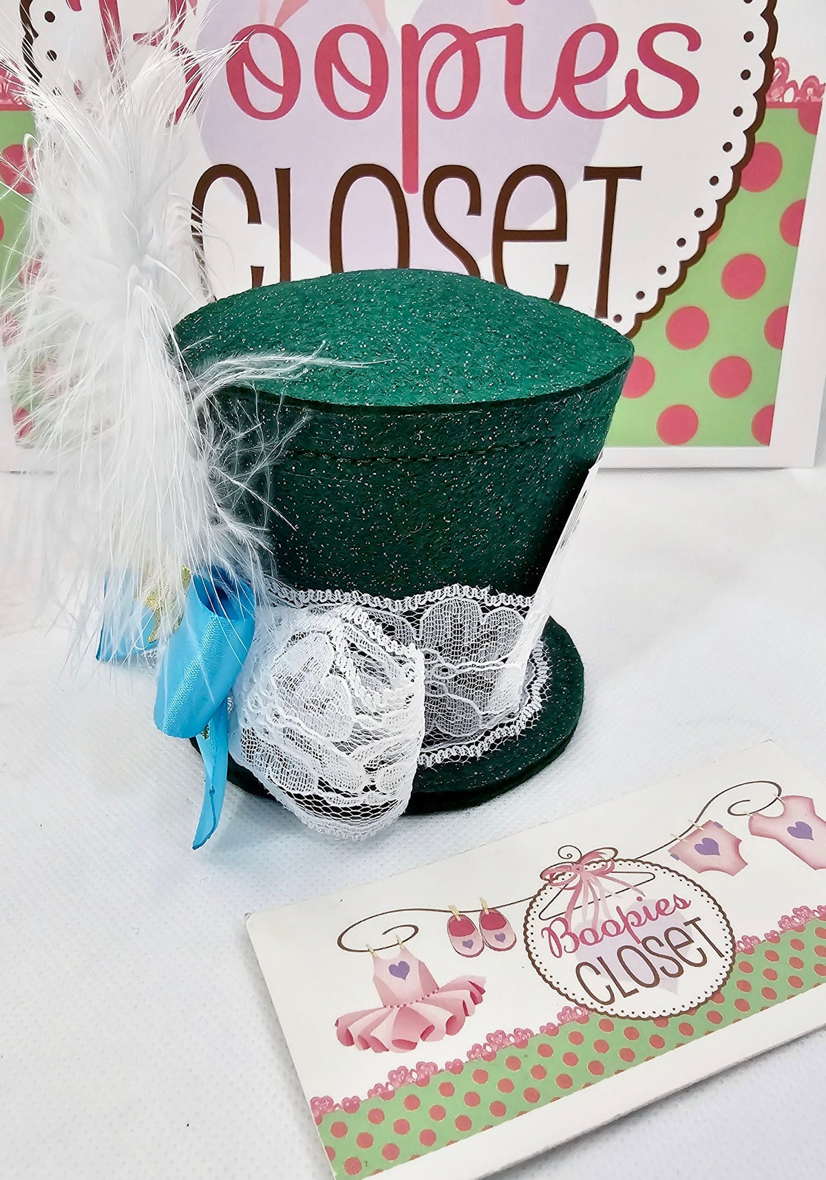 Emerald Sparkle Mad Hatter Mini Top Hat – Green Blue & Gold Fascinator, Alice in Wonderland Costume
