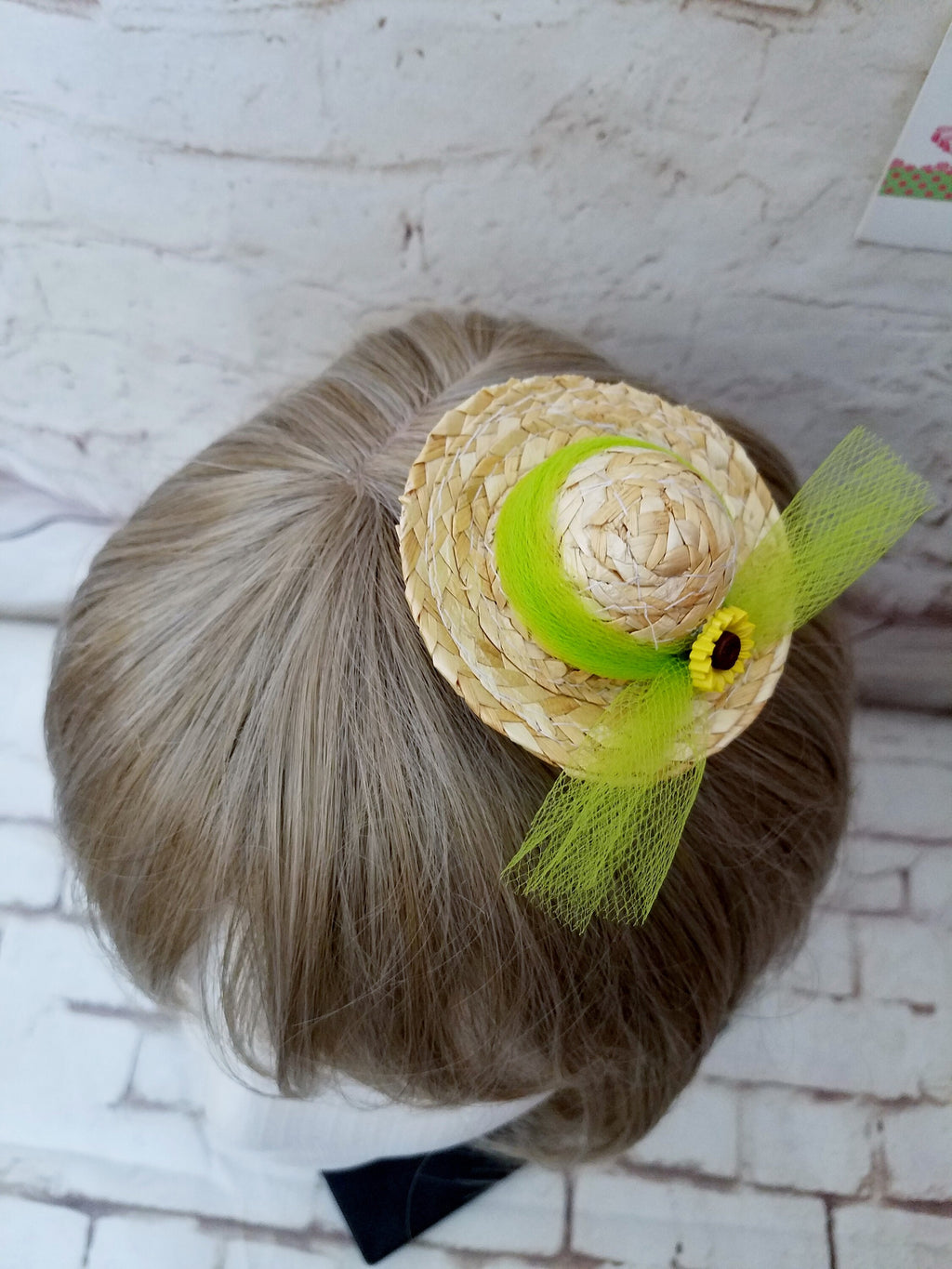 Sunflower Mini Straw Hat Barrette – Cute Hair Clip for Girls & Pets, Summer Hair Accessory