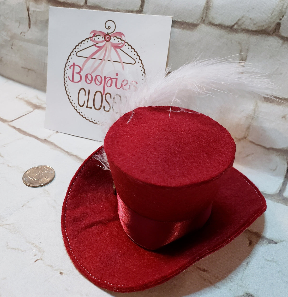 Pirate Captain Mini Tricorne Hat – Burgundy Felt with Feather, Costume Headpiece for Adults & Kids