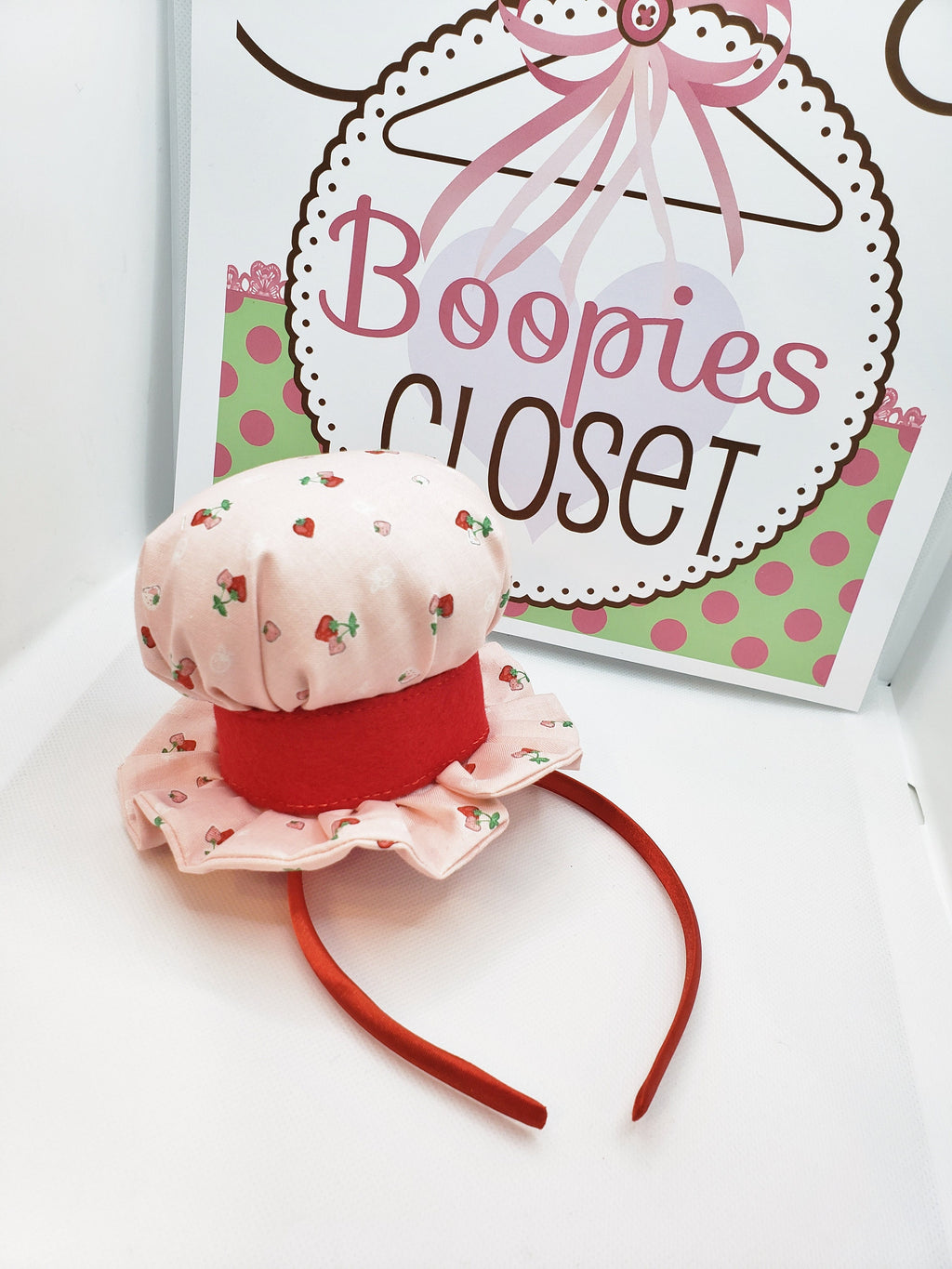 Strawberry Mini Bonnet Hat – Muffin Shaped Food Costume Fascinator, Novelty Party Headpiece