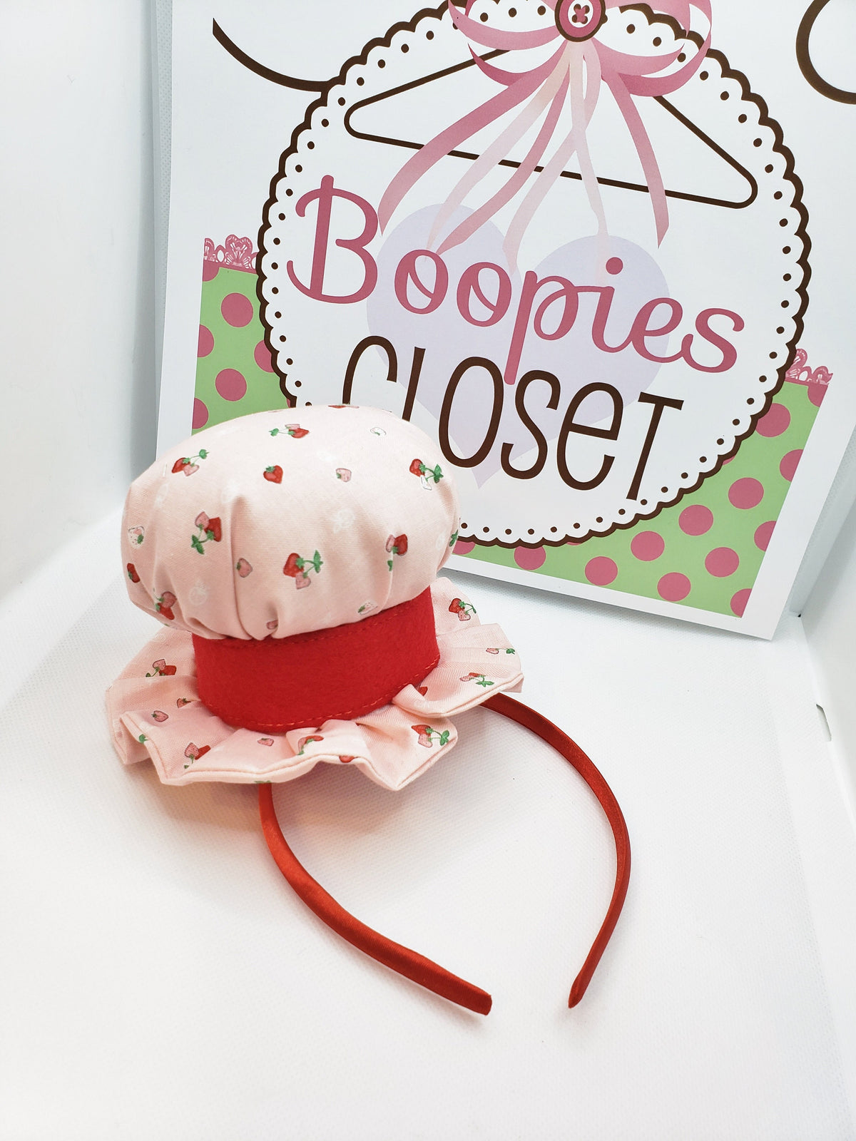 Strawberry Mini Bonnet Hat – Muffin Shaped Food Costume Fascinator, Novelty Party Headpiece