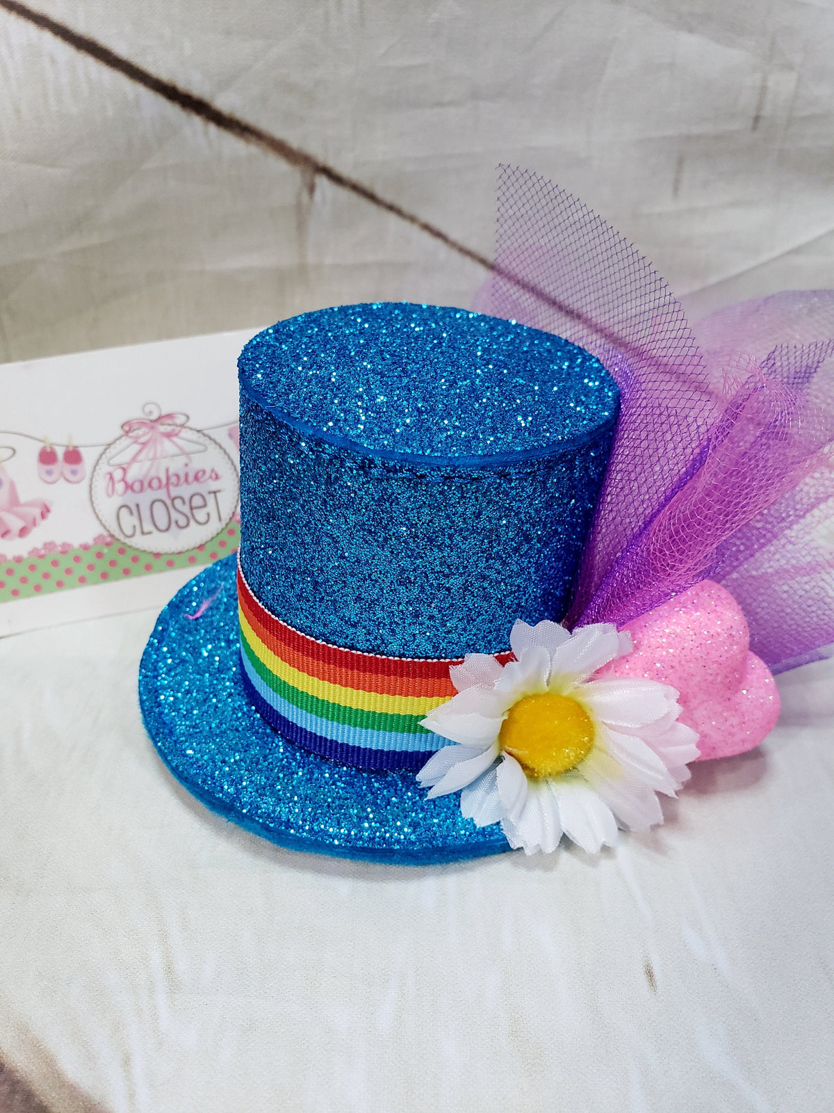 Rainbow Sparkle Mini Top Hat – Party Hat Headband for Adults, Kids & Pets, Colorful Costume Fascinator
