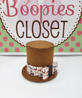 Pet Mini Top Hat – Brown Felt Stovepipe Hat with Dog Ribbon, Costume Hat for Dogs & Cats