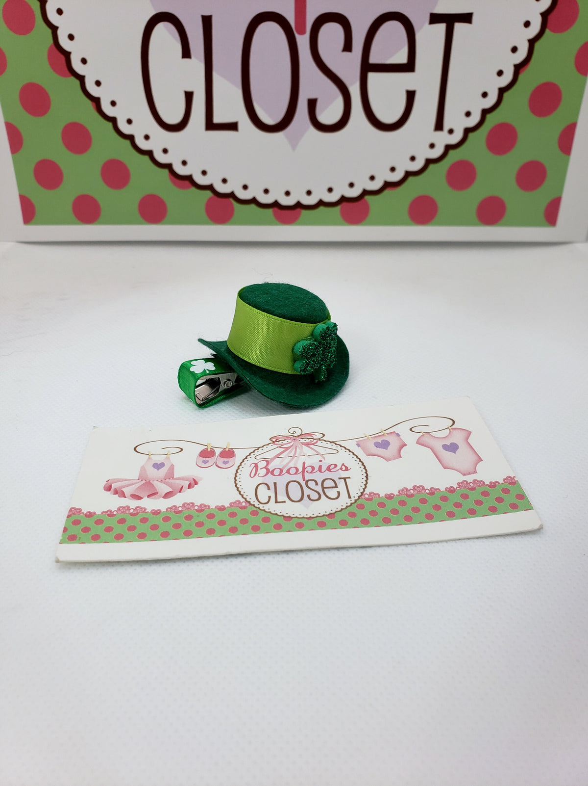 St. Patrick's Day Mini Top Hat Barrette – Green Felt Shamrock Hair Clip for Adults, Kids & Pets