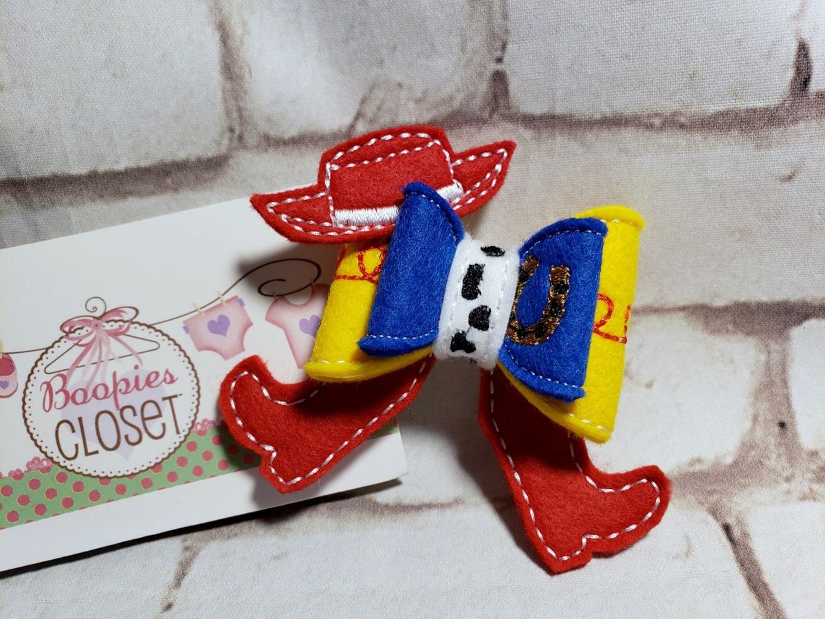 Cowboy Cowgirl 3D Felt Hair Bow – Western Barrette or Headband for Kids & Pets, Rodeo Hair Accessory