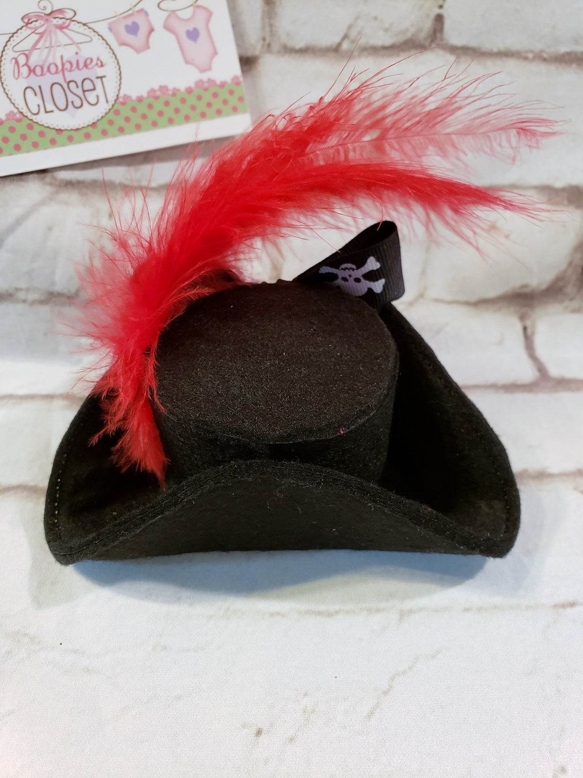 Mini Pirate Tricorne Hat – Skull & Feather Costume Hat for Adults, Kids & Pets, Halloween Headpiece