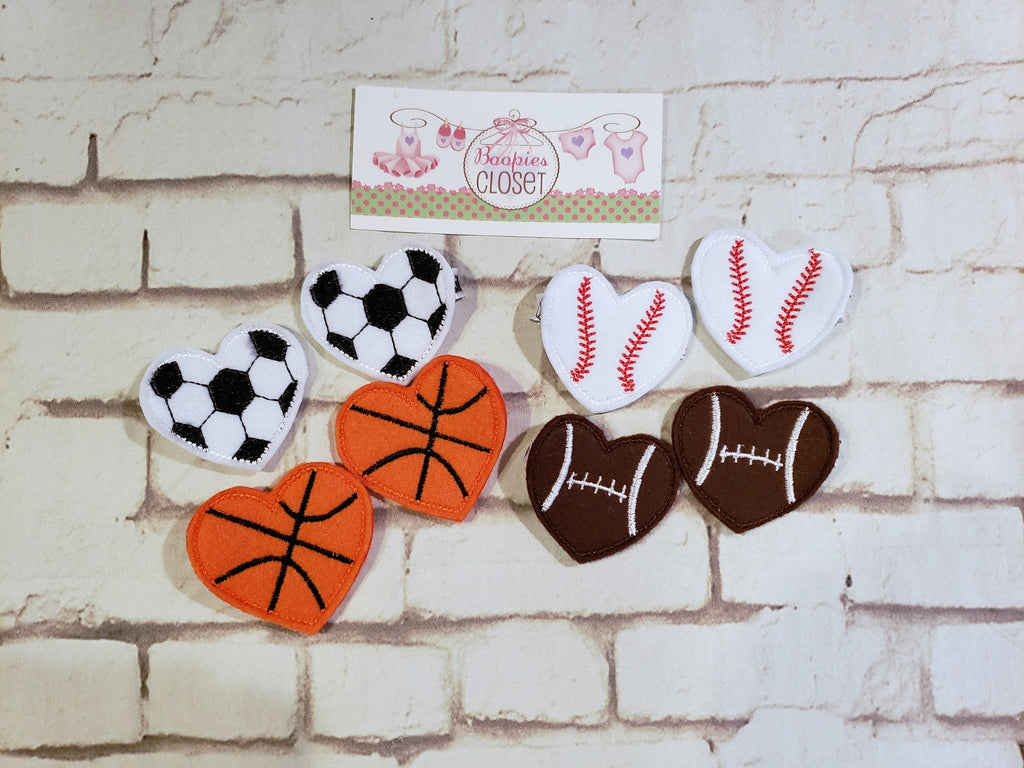 Sports Heart Felt Barrette – Cute Hair Clip for Girls, Athletic Valentine's Day Hair Accessory