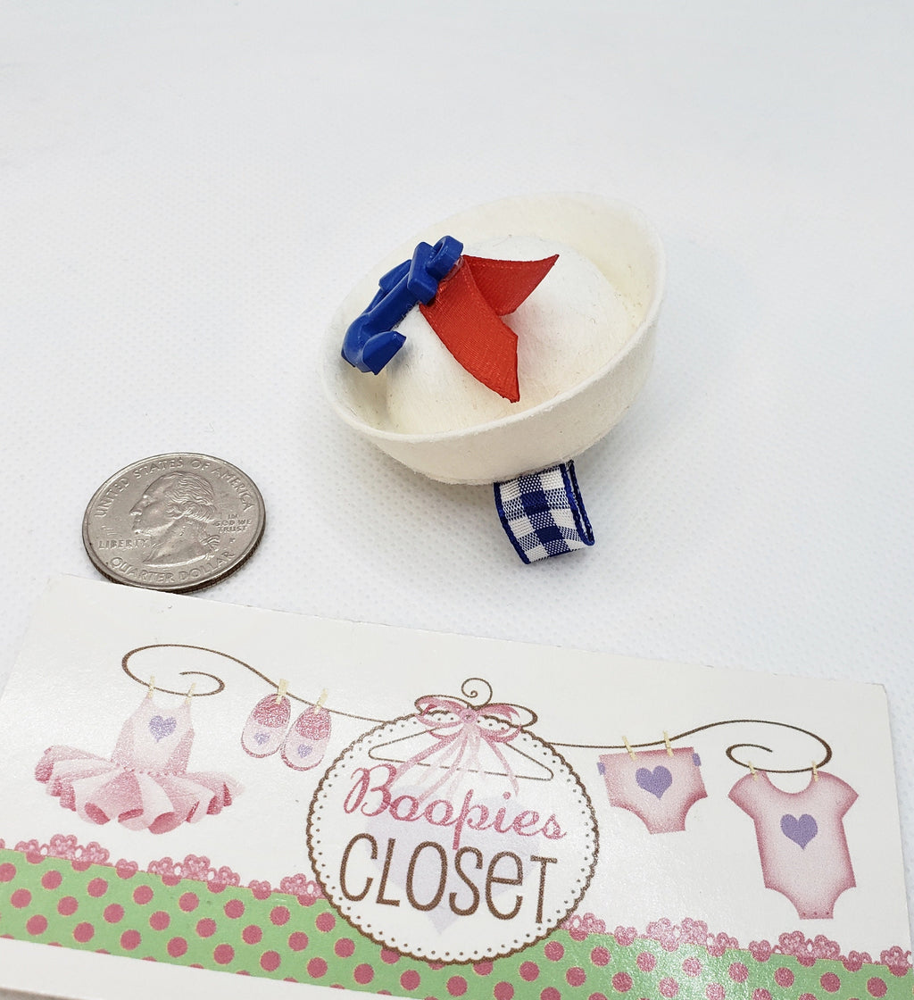 Mini Sailor Hat Barrette – 2" Blue Anchor & Red Ribbon Hair Clip for Adults, Kids & Pets