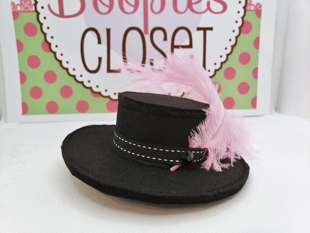 Cavalier Mini Hat with Pink Plume – Renaissance Costume Hat for Adults, Kids & Pets, Musketeer Headpiece