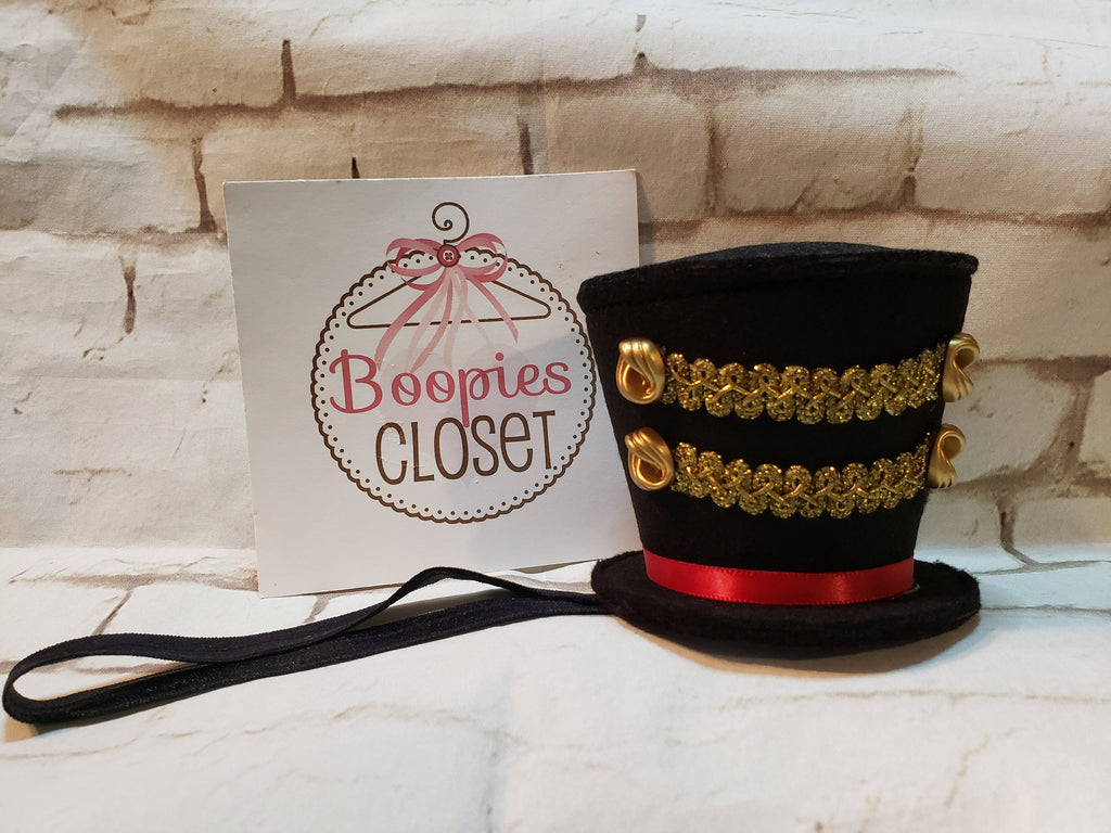 Sparkle Military Mini Top Hat – Gold Braid & Feather Finish Majorette Hat for Adults & Kids