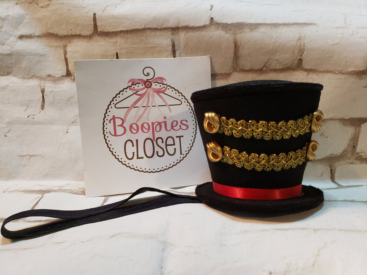 Sparkle Military Mini Top Hat – Gold Braid & Feather Finish Majorette Hat for Adults & Kids
